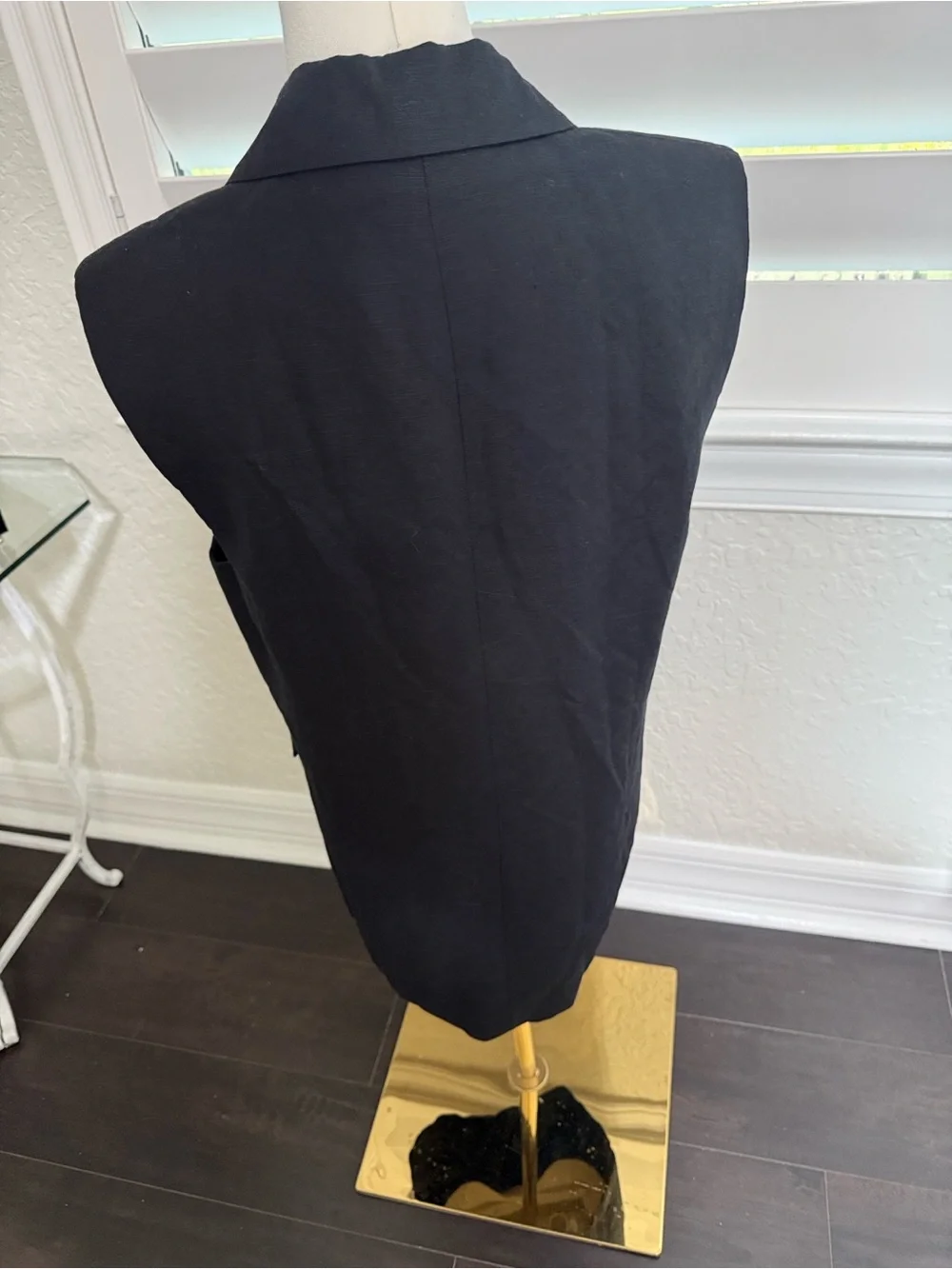Sleeveless Linen Oversized Black Tailored Vest for Women
